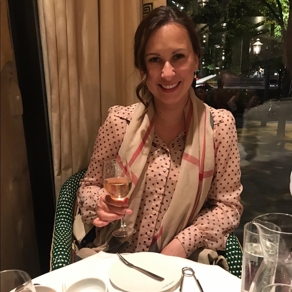 Reiss Pink/blush polka dot blouse 4 puff sleeve